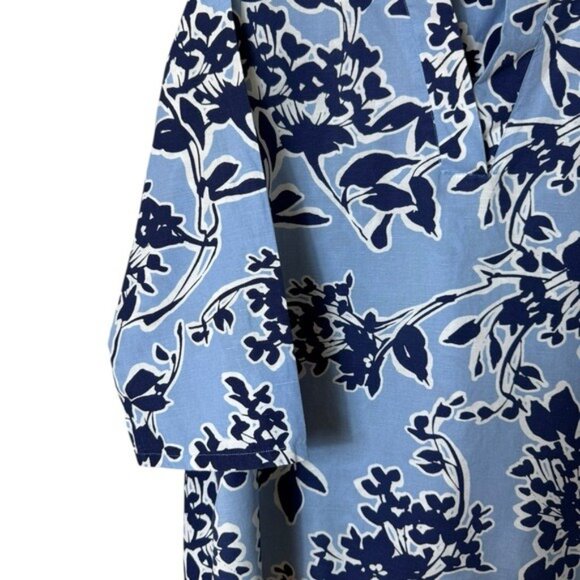 St Johns Bay‎ Womens Linen Top Blouse Size 2X Artsy Floral Beachy Bohemian Blue - Picture 3 of 8